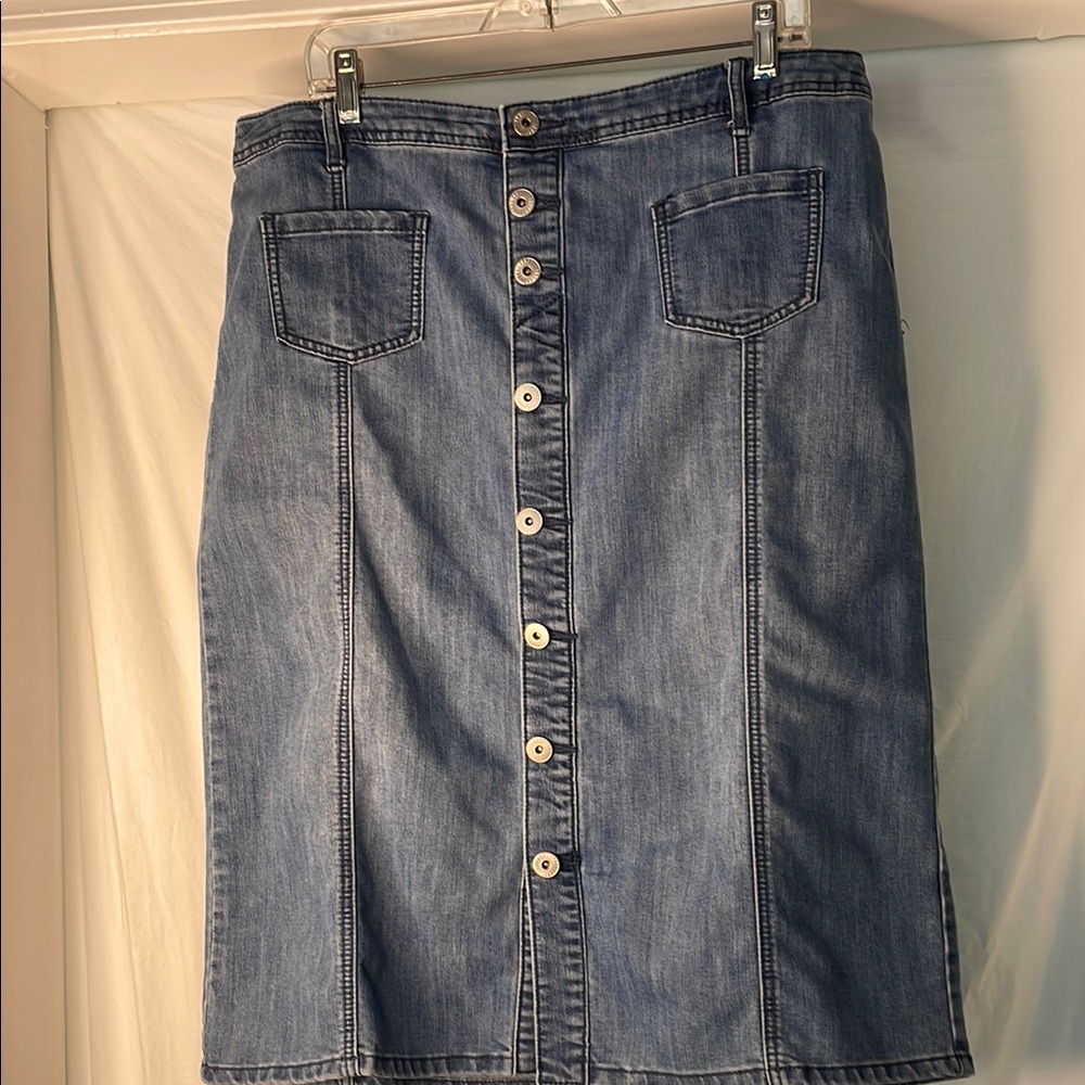 Christopher & Banks Blue Pencil Skirt Knee-Length Casual